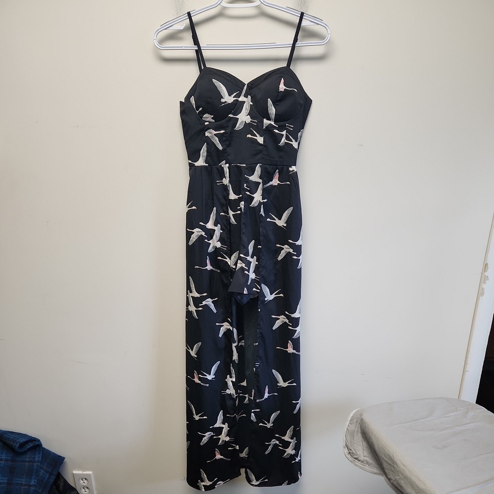 Band of Gypsies Seagull Print Strapless Midi Dress W/ Shorts Underneath See PICS